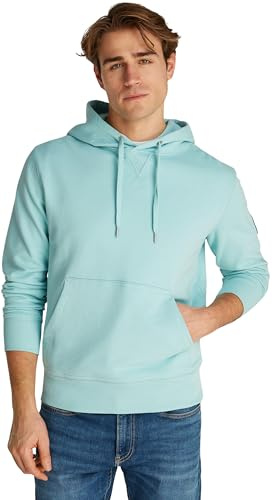 Calvin Klein Herren Hoodie Badge mit Kapuze, Blau (Fresh Mint), S