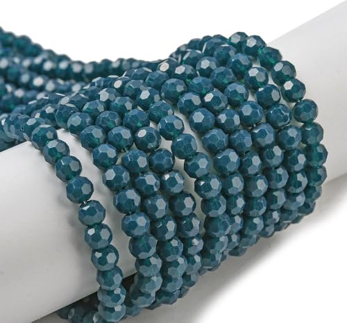 Perlin Lot de 90 perles de verre tchèques rondes en cristal de Bohême 4 mm CZ - Perles à facettes en verre à enfiler (saphir indien opaque)