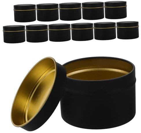 SEWACC 12pcs Vintage Candle Jars DIY Candle Containers Metal Holders for Soy Wax Making Jars Lids for Aromatherapy