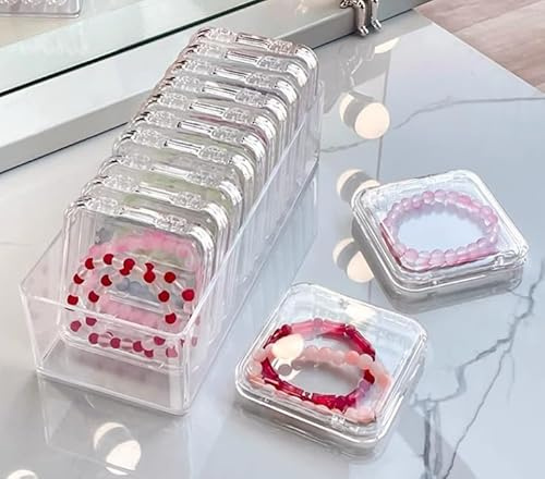 Figarge Acryl Schmuckkiste 12 Stück Schmuckaufbewahrung Klein Tragbar für Ohrringe, Ringe, Armband, Halskette, Künstliche Nägel Kleine Gegenstände Schmuckkästchen Reise