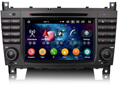 Erisin 8 Core Android 14 Car Stereo Head Unit for Mercedes Benz C/CLC/G Class W203 W463 Wireless Carplay DSP Bluetooth 5.0 Handsfree Wifi SWC DAB+ GPS Sat Nav DVR IPS DVD Player | Wireless Carplay Android Auto DSP Bluetooth 5.0 WiFi GPS Navigator SWC Canbus FM Radio 7 Inch Touch Screen