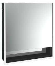 Emco loft Lichtspiegelschrank mit Unterfach, 600 mm, Unterputzmodell, schwarz/Spiegel, 979813501, Ausführung: 1 Tür (Türanschlag Links)