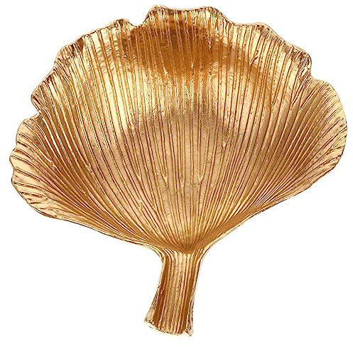Holibanna Leaf Shape Tray Jewelry Dish Metal Tray Ornaments Small Jewelry Rings Storage Snack Plate Home Decor