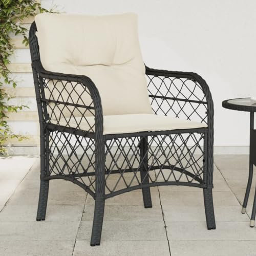 Xichuzi Gartenstühle mit Kissen 2 STK. Schwarz Poly Rattan, Gartenmöbel, Terrassenstühle, Balkon Sessel, Balkon Stühle, Balkonstuhl, Garten Stühle Für Draussen - 365152