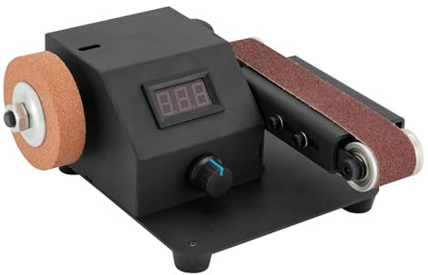 SABUIDDS Mini smerigliatrice con accessori e display digitale, 350 Watt, levigatrice a nastro con disco abrasivo e nastro abrasivo per case, fabbriche e magazzini