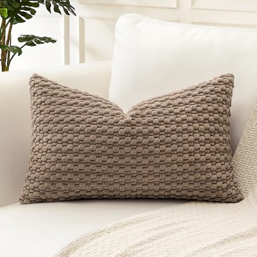 Artscope Kissenbezug Kordsamt Cord Körnig Zierkissenbezug 30x50 cm Geometrische Kissenhüllen Weiche Sofakissen Couchkissen für Sofa Schlafzimmer Wohnzimmer Büro Zuhause Dekorative 1er Set, Braun