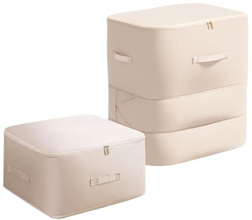 Mimoqk Sacs de Rangement pour Couette King Size - Organisateur De Couverture À Compression - Grand Sac Anti-Poussière À Gain De Place Pour Organisation Sous Lit, Placard, Chambre, Camping, Voyage,