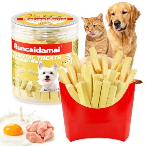 Snack Masticativi Dentali per Cani e Gatti - Bastoncini Liofilizzati con Formula Pollo, Uova e Latte - Controllo Tartaro e Alito Fresco 50g