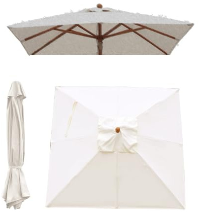 IMUNKT 3x3m Quadratischer Sonnenschirm Überdachung 8 Streben Marktschirm Ersatzbezug Großer Terrassenschirm Baldachin Sonnenschutz Ersatztuch Polyester(Beige)