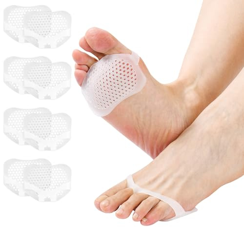 Hoogoo Toe Pads, Upgraded Ball of Toe Cushions 8 Pack Metatarsal Pads Ball of Foot Pads Callus Foot Pain Relief Bunion Forefoot Cushioning Relief Women