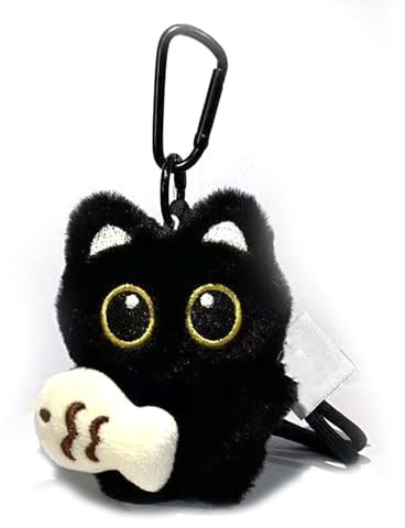Nymora Schwarze Katze Plüsch Schlüsselanhänger, Süßer Cartoon Schwarze Katze Plüsch Anhänger für Taschen, Geschenk für Katzenliebhaber, Rucksack Anhänger