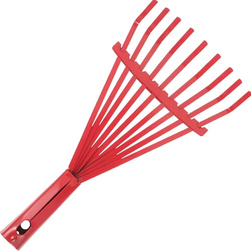 LOORGVEL Rastrello in Acciaio ad Carbonio con Denti per Foglie Cadute Strumento Manuale da Giardino Resistente per Pulizia Prato e Terreno Adatto Piante Fiori e Orto