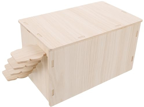 HOMSFOU Maison en Bois Massif et Habitat Sécurisé avec Échelle Cachette Résistante à l'usure pour Hamster et Petits Animaux pour Animaux de Compagnie