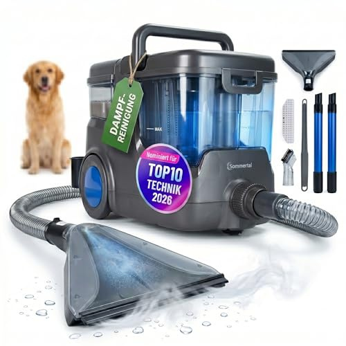 Sommertal HYDRO 9000 MAX Waschsauger | 1000W, 28kPa, Dampf & Nasssauger | Teppichreiniger & Polsterreiniger, für Teppich, Sofa, Auto-Innenraum, Matratzen & Sitzmöbel, Tiefenreinigung & Flecken