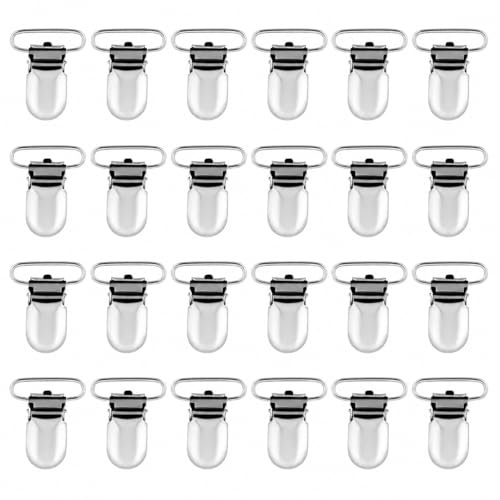 LIHAO 24 x Schnuller Clips Metall Schnullerketten Baby Clip Ersatz für Hosenträger 25mm