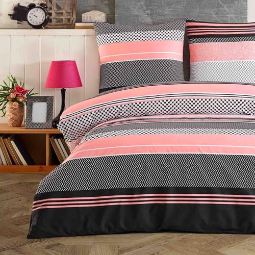 Buymax Bettwäsche 200x220 cm – Bettwäsche Set 3-teilig 200 x 220 cm, Renforcé 100% Baumwolle, Bettbezug mit 2 Kissenbezügen 80x80 cm, Oeko-TEX, Reißverschluss, weich und atmungsaktiv