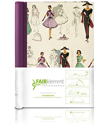 FAIRklemmt Klemmbinder Moda Anni 1950, A4, Burgundy, 150 Seiten, 22.5 x 30.8 cm