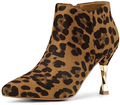 Allegra K Femme Bottines Talons Aiguilles Bouts Pointus Léopard 39 EU