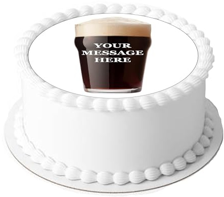 Orange Trading Dartmouth LTD Guinness Edible Decor Icing Sheet Personalised Pint of Guinness 7-8 Circle Cake Topper Decoration - Great for Larger Cakes