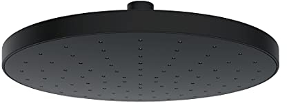 WENKO Regenduschkopf Automatic Cleaning, Anti-Kalk, runde Universal-Kopfbrause mit automatischem Reinigungssystem, belebende Regenwasserdusche, Brausekopf Ø 22,5cm im Industrie-Flair, ABS Schwarz