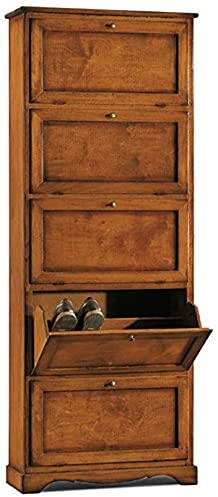 Mar.c.a. Design - Zapatero de madera maciza de álamo y MDF, mueble vertical con puertas abatibles, estilo arte pobre, fabricado en Italia