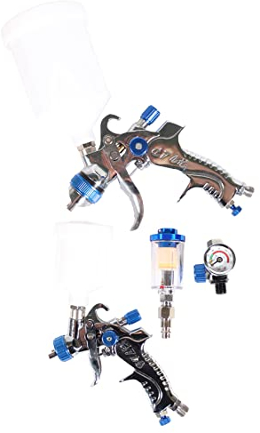 WELDINGER HVLP-Spritzpistolensortiment mit Zwei Pistolen und Zubehör Luftverbrauch nur 57-127 l/min