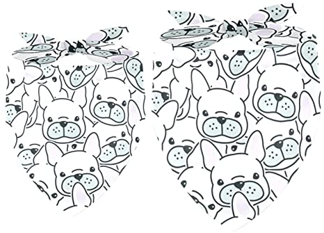 Hundehalstuch, Motiv: Französische Bulldogge, Welpen, Mädchen, Jungen, Haustier-Lätzchen, Halstuch, waschbar, Zubehör für kleine, mittelgroße und große Hunde, Welpen, Katzen, Haustiere, 2 Stück