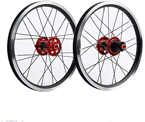 BMX 16 Zoll Fahrrad Laufradsatz 24 Speichen Faltbares Fahrrad Vorder- und Hinterrad Felgenbremse Kohlefaser Nabe 1210g Für 7/8/9/10/11 Speed Casse