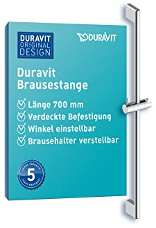 Duravit Universal Barre de douche, avec support de douchette réglable en hauteur, barre de douche variable (700 mm), chromé