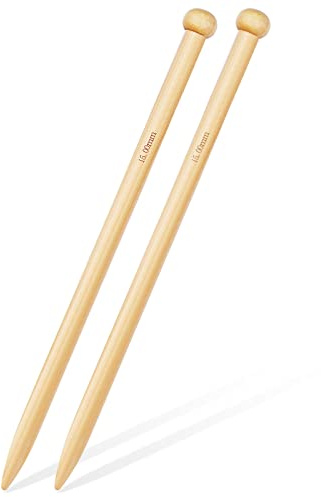 Aeelike Ferri da maglia in bambù spessi 15 mm, grandi e spessi, lunghi 35 cm, ferri da maglia dritti in legno Jumbo, per mani artritiche, grandi ferri da maglia per coperte grosse