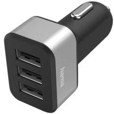 Hama 3-Fach-USB-Ladegerät f. Zigarettenanzünder, Ladeadapter f. Auto, 12V / 24V