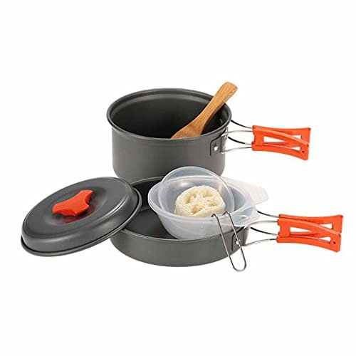 Aluminium Camping Kochgeschirr Set Outdoor Camping Geschirr Kochset Reisebesteck Utensilien Wandern Picknick Set für 1-2 Personen (B)