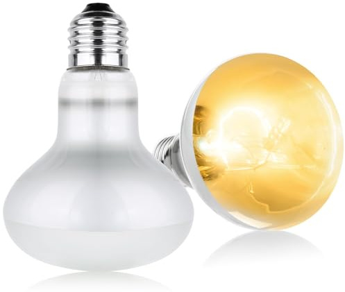 Adiwo värmelampa, 2 st 100W sköldpaddsvärmelampa, UVA E27 spiral reptillampa, silverbelagd glasglödlampa sköldpaddsvärmelampa för sköldpadda Snake Lizard Kakaduakameleon