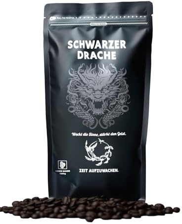 Schwarzer Drache Espresso 100% Robusta - Geröstete Kaffeebohnen extra stark - Sehr kräftiger und vollmundiger Kaffee mit hohem Koffeingehalt - Sehr starker Espresso