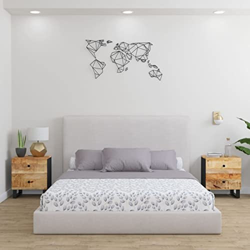 LAPOOH Nachttische 2 STK Nachtschrank, Nachtkonsole, Bedside Tables, Nachtkästchen, Beistellschrank, Nachtkommode, Nightstand, 40x33x46 cm Massivholz Mango