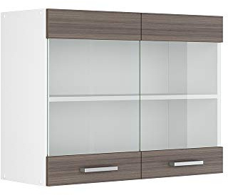 Vicco Hängeschrank R-Line, Grau, 80 cm | mit Glastüren, zur Aufbewahrung von Haushalts- und Gebrauchsgegenständen
