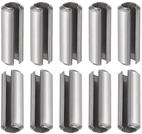 DTGN M8 x 25mm (DxL) Scanalato Molla Perno - 10pz - Ottimo per Automobile Riparazione e Macchina Progetti - Scanalato Molla Acciaio Perno - Argentato