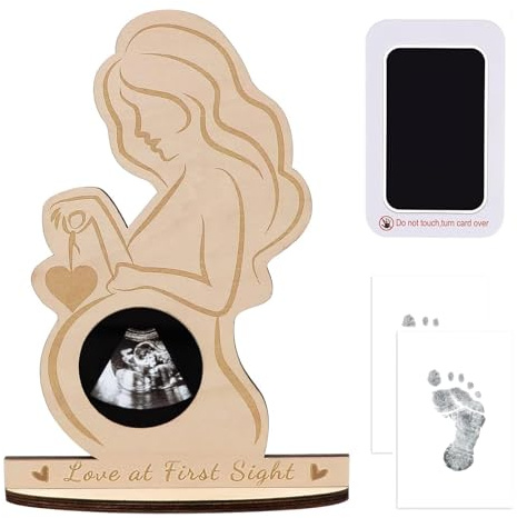 KAMHBE Baby Bilderrahmen Schwangere Frauen Geschenke Baby Ultraschallbilder Fotorahmen aus Holz Frame Ultraschall Sonogramm Bilderrahmen