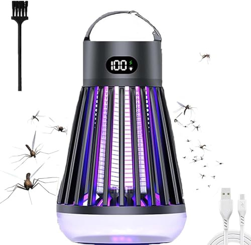 Zapper Anti-moustiques Pour La Maison, Lampe Anti-moustiques Avec Veilleuse, Répulsif Anti-mouches Électrique, Nouveau Piège Anti-moustiques Sans Fil À Suspendre, 2 En 1, Intérieur Et Extérieur(Black)