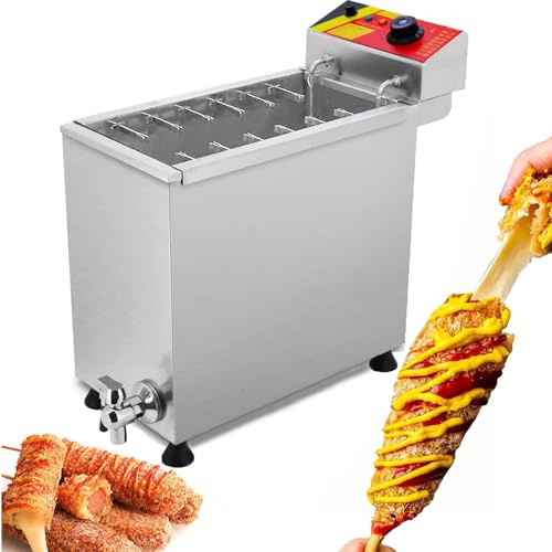 Dfdieratve Corn Dog Fryer Commercial Cheese Hot Dog Sticks Maker Machine Electric Deep Fryers For Kitchen Restaurant Snack Bar Canteen Home