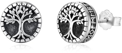 YueYuan Wikinger Runen Ohrstecker 925 Sterling Silber Schwarz | Nordischer Schmuck für Damen und Herren, Geschenk zu Geburtstag, Weihnachten, Halloween und Wikingerfans