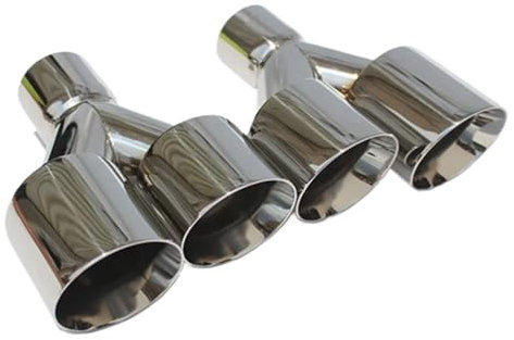 Auspuff Schwanzrohr Auto-Universal-Auspuffendrohre, 1 Paar, Edelstahl, 63 Mm Einlass, 89 Mm Auslass, Doppelrohr-Auspuffanlage, Schalldämpfer Auspuff Schalldämpfer(73MM IN 89MM Out)