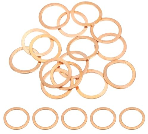 PATIKIL 15pcs Arandela de Cobre M22, Anillo de Sellado, 28x22x1.5mm(OD*ID*Grosor) Junta Plana Métrica Crush Accesorios Hidráulicos para Tornillos Perno Tapones de Cárter Drenaje de Aceite