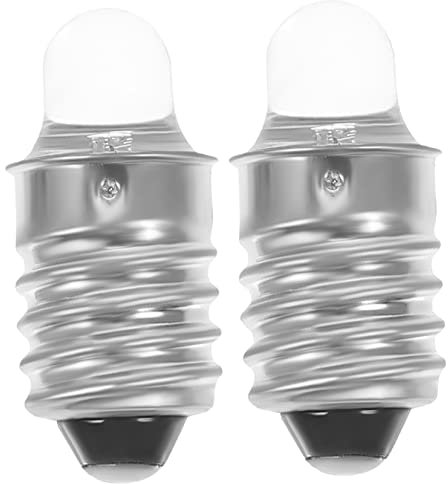 Angoily 2pcs 3v Flashlight Bulb Mini LED Light Two Bulb Socket Caps Flashlight LED Connectors Lamp Round Light s Signal Cable E10 Battery s Mini Light s Glass