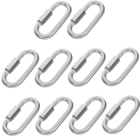 SOLUSTRE 10pezzi Connettori Catena Acciaio Inossidabile Doppia Forma Per Moschettone Bloccante Per Campeggio e Attività All Aperto Robusti e Versatili Facili Da Installare
