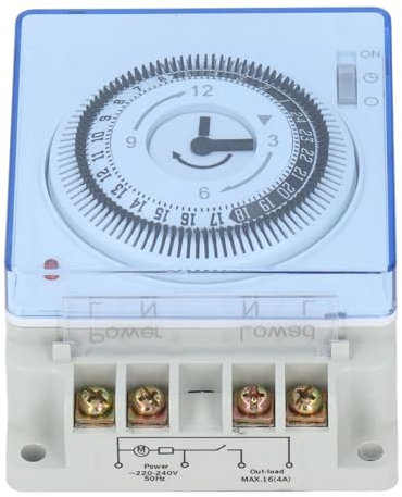 SWLECA Timer meccanico 24 ore, timer da 12 V, spegnimento automatico, connessione rapida per illuminazione e sistemi di scarico