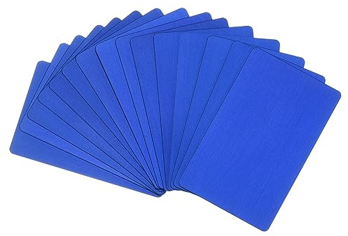 PATIKIL 30er Pack Metall Visitenkarten Eloxiert 0,8 mm Dick Blau | Eloxierte Aluminium Leer Visitenkarten, Lasergravur Druckbare Visitenkarten, 3, 4x2, 1 Zoll, Für Individuelles DIY