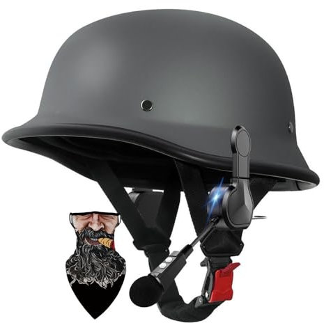 HALYING Casco Moto Vintage Unisex Adulti - Casco Semi Aperto con Certificazione ECE, Materiale ABS Leggero (700g) + Strato EPS,Fodera Traspirante Rimovibile e Bluetooth