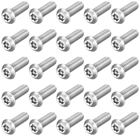 sourcing map 25 tornillos Torx de seguridad para máquinas, 1/4-20 x 3/4 pulgadas, acero inoxidable 304, tornillos de cabeza de botón resistentes a manipulaciones, rosca completa para antirrobo, a