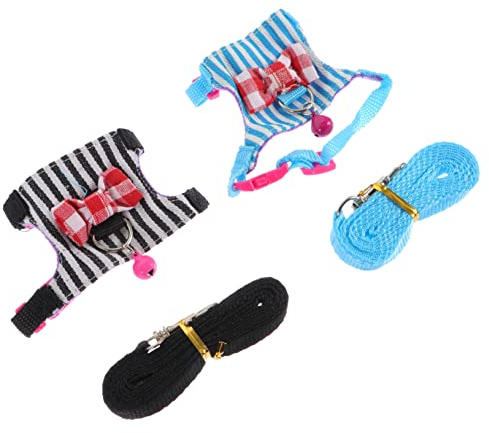 iplusmile 2juegos Arnés para Mascotas Ajustable Correa Portátil para Ratas Arnés De Color Negro Rayas para Pasear Hámsteres y Roedores Suministros para Hámster